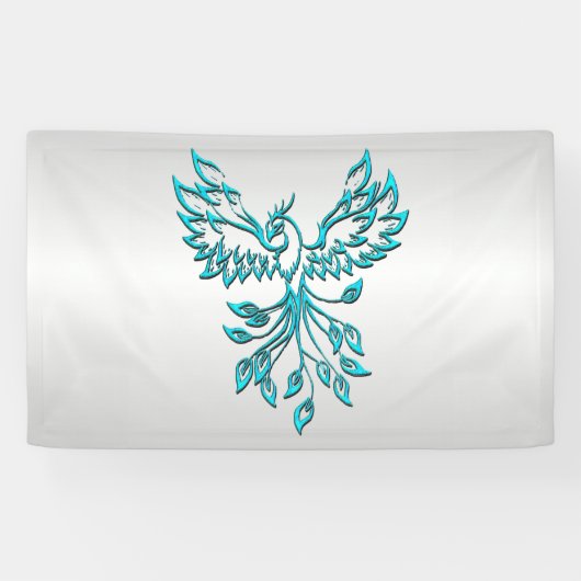 Aquamariner Blue Phoenix Anstieg auf Silber Banner (Horizontal)