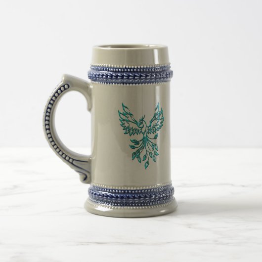 Aquamariner Blue Phoenix Anstieg auf Silber Bierglas (Links)
