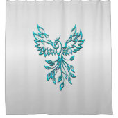 Aquamariner Blue Phoenix Anstieg auf Silber Duschvorhang (Vorderseite)