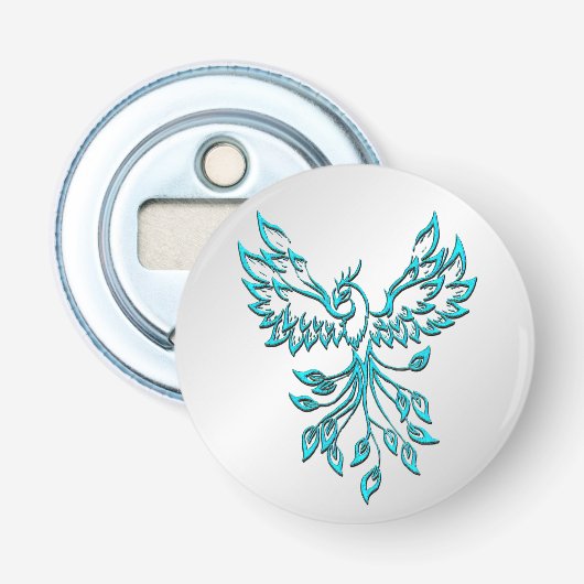 Aquamariner Blue Phoenix Anstieg auf Silber Flaschenöffner (Vorderseite)