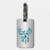 Aquamariner Blue Phoenix Anstieg auf Silber Gepäckanhänger (Rückseite vertikal)