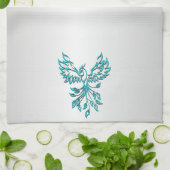 Aquamariner Blue Phoenix Anstieg auf Silber Geschirrtuch (Gefaltet)