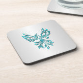 Aquamariner Blue Phoenix Anstieg auf Silber Getränkeuntersetzer (Linke Seite)