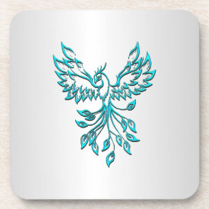 Aquamariner Blue Phoenix Anstieg auf Silber Getränkeuntersetzer