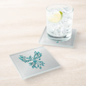 Aquamariner Blue Phoenix Anstieg auf Silber Glasuntersetzer (Schrägansicht)