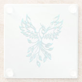 Aquamariner Blue Phoenix Anstieg auf Silber Glasuntersetzer (Rückseite)