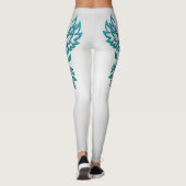 Aquamariner Blue Phoenix Anstieg auf Silber Leggings (Rückseite)