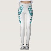 Aquamariner Blue Phoenix Anstieg auf Silber Leggings (Vorderseite)
