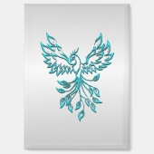 Aquamariner Blue Phoenix Anstieg auf Silber Magnet (Vorderseite)