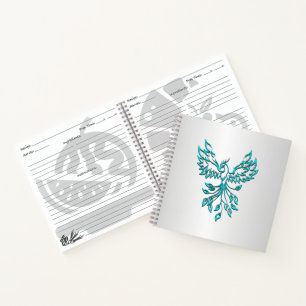 Aquamariner Blue Phoenix Anstieg auf Silber Notizblock