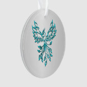 Aquamariner Blue Phoenix Anstieg auf Silber Ornament (Vorderseite)