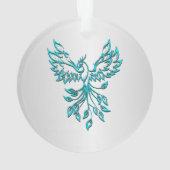 Aquamariner Blue Phoenix Anstieg auf Silber Ornament (Rückseite)