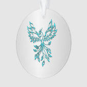 Aquamariner Blue Phoenix Anstieg auf Silber Ornament (Vorderseite)