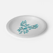 Aquamariner Blue Phoenix Anstieg auf Silber Pappteller (Schrägansicht)