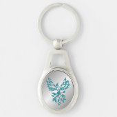 Aquamariner Blue Phoenix Anstieg auf Silber Schlüsselanhänger (Vorderseite)