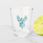 Aquamariner Blue Phoenix Anstieg auf Silber Schnapsglas (Vorderseite)