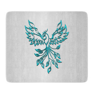 Aquamariner Blue Phoenix Anstieg auf Silber Schneidebrett