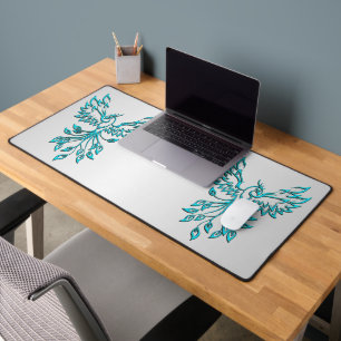 Aquamariner Blue Phoenix Anstieg auf Silber Schreibtischunterlage