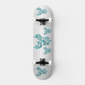 Aquamariner Blue Phoenix Anstieg auf Silber Skateboard (Vorderseite)