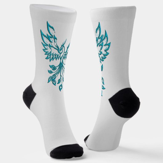 Aquamariner Blue Phoenix Anstieg auf Silber Socken (Gewinkelt)