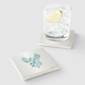 Aquamariner Blue Phoenix Anstieg auf Silber Steinuntersetzer (Seitenansicht)