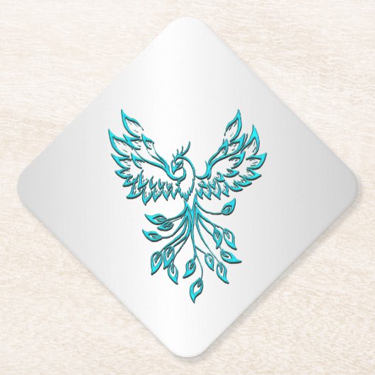Aquamariner Blue Phoenix Anstieg auf Silber Untersetzer (Vorderseite)