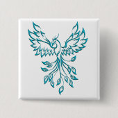 Aquamariner Blue Phoenix Anstieg auf Weiß Button (Vorderseite)
