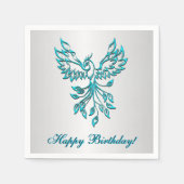 Aquamariner Blue Phoenix mit Text Serviette (Vorderseite)