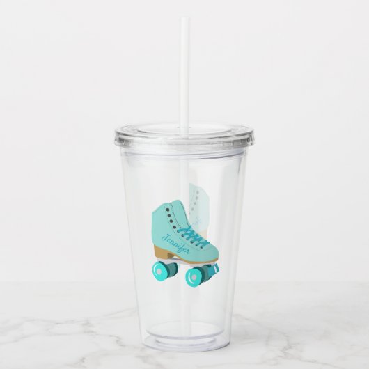 Aquamariner Blue Retro Quad Roller Skate Personali Acryltrinkbecher (Vorderseite)