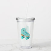 Aquamariner Blue Retro Quad Roller Skate Personali Acryltrinkbecher (Rückseite)