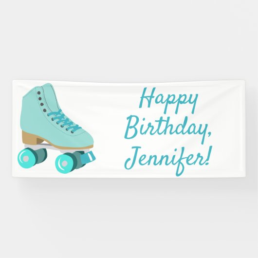 Aquamariner Blue Retro Quad Roller Skate Personali Banner (Horizontal)
