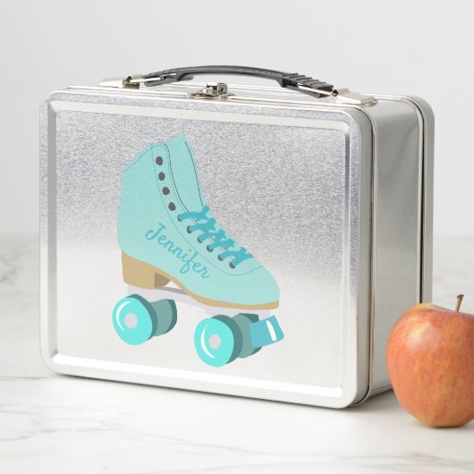 Aquamariner Blue Retro Quad Roller Skate Personali Metall Brotdose (Beispiel)