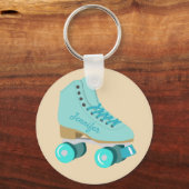 Aquamariner Blue Retro Quad Roller Skate Personali Schlüsselanhänger (Vorderseite)