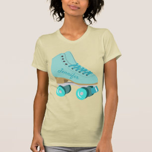 Aquamariner Blue Retro Quad Roller Skate Personali T-Shirt