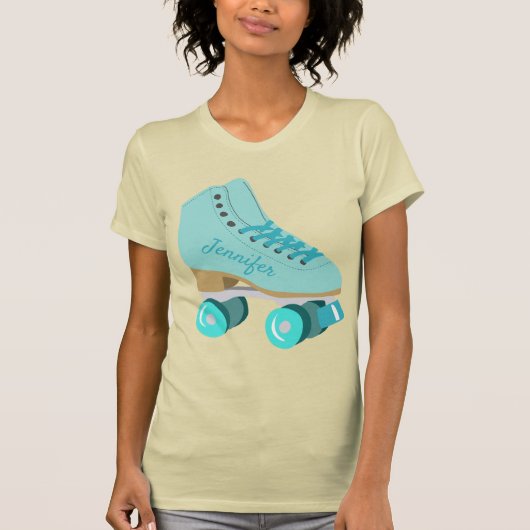 Aquamariner Blue Retro Quad Roller Skate Personali T-Shirt (Vorderseite)