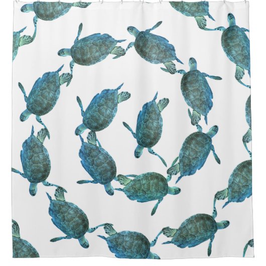 Aquamariner Blue Sea Turtles Ocean Eleganter Stran Duschvorhang (Vorderseite)