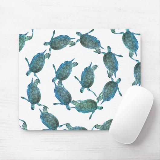 Aquamariner Blue Sea Turtles Ocean Eleganter Stran Mousepad (Mit Mouse)