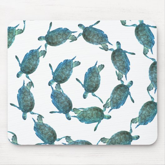 Aquamariner Blue Sea Turtles Ocean Eleganter Stran Mousepad (Vorne)