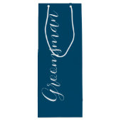Aquamariner Blue Stylized Script Wedding Trauzeuge Geschenktüte Für Weinflaschen (Rückseite)