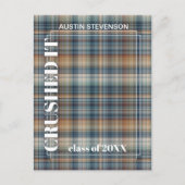 Aquamariner Blue Tartan Karierter Abschluss Ankünd Postkarte (Vorderseite)