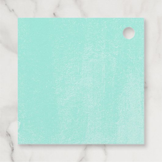 Aquamariner Blumenquinceanera Geschenkanhänger (Rückseite)