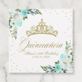 Aquamariner Blumenquinceanera Geschenkanhänger (Vorderseite)