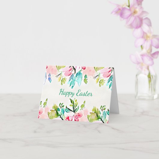 Aquamariner Blumenrahmen in Rosa Karte (Orchidee)