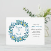 Aquamariner Blumenstrauß Einladung (Stehend Vorderseite)