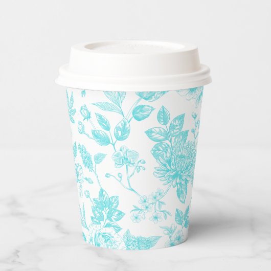 Aquamariner Blumenstrauß Pappbecher (Links)