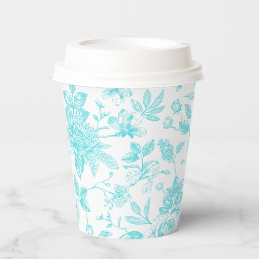 Aquamariner Blumenstrauß Pappbecher (Vorderseite)