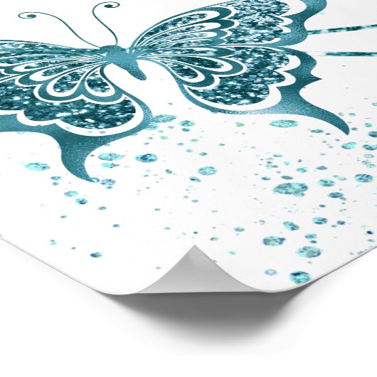 Aquamariner Blumenstrauß Poster (Ecke)