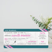 Aquamariner Boarding Pass Brautparty Einladung (Stehend Vorderseite)