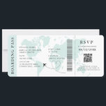 Aquamariner Boarding Pass Hochzeit in Urlaubsort Q Einladung<br><div class="desc">Aquamarin Beach Boarding passieren Hochzeitskarte Einladung mit einem Ziel Weltkarte,  Wedding Pass,  Hochzeit in Urlaubsort,  Passport mit QR Code Rsvp Karte.</div>