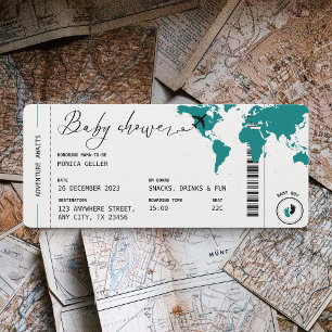 Aquamariner Boarding Pass Reisen Baby Shower Boy Einladung
